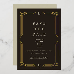 Klassieke Byzantijnse Save the Date met gouden fol Folie Uitnodiging
