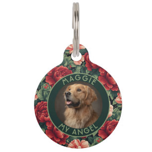 Klassieke cadeau voor ouders van puppy's Roze bloe Huisdierpenning