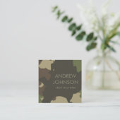 Klassieke Camouflage Militaire Stijl Groen en Brui Vierkante Visitekaartje (Staand voorkant)