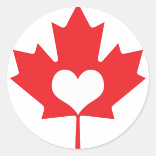 Klassieke Canadese Maple Leaf en Hart Canada Dag Ronde Sticker