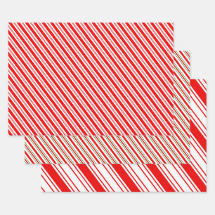 Klassieke Candy Cane Strepen Rood Groen Kerstmis Inpakpapier Vel