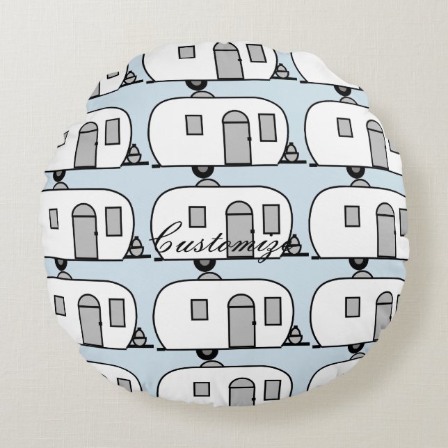  klassieke caravan met afgeronde caravan rond kussen (Voorkant)