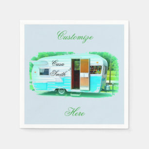 klassieke caravan met zigeunerlijker servet