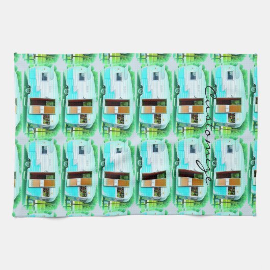 klassieke caravan Thunder_Cove Theedoek (Horizontaal)