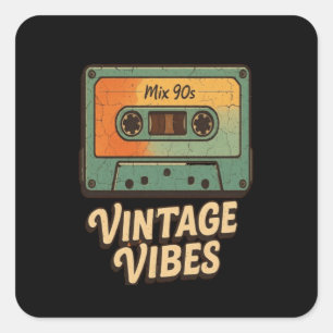 klassieke cassette vierkante sticker