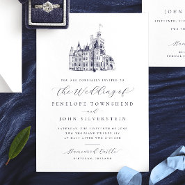 Klassieke  Castle Illustration Script Wedding Kaart