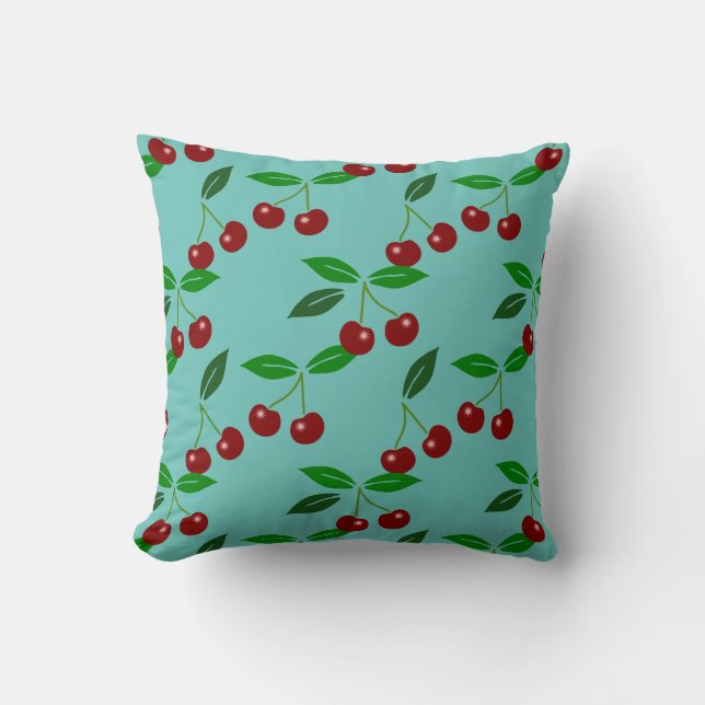 Klassieke Cherry Fruit and Leaf Monogram Pillow 3 Kussen (Voorkant)