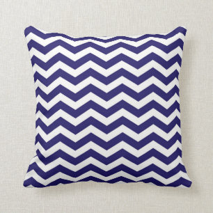 Klassieke Chevron Cobalt Blue en White Kussen