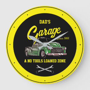 Klassieke Chevy Truck Garage Name Black Yellow Grote Klok