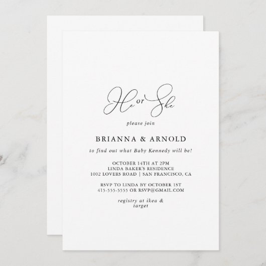 Klassieke chic minimalistische hij of zij geslacht kaart (Voorkant / Achterkant)