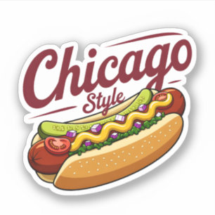 Klassieke Chicago Style Hot Dog Etenliefhebber Sticker