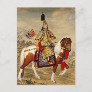 Klassieke Chinese keizer in gouden harnas kunst Briefkaart