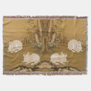 Klassieke Chinese kunst twee witte konijnen schild Deken