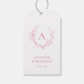 Klassieke Chinoiserie Roze Monogram Bruiloft Cadeaulabel (Voorkant)