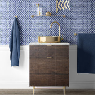 Klassieke Chinoiserie Scallop Patroon Blauw en Wit Behang