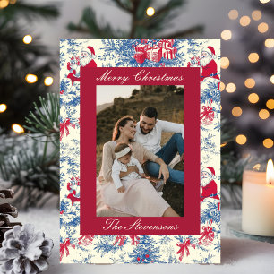 Klassieke Chinoiserie Toile De Jouy Foto Kerstmis Feestdagenkaart