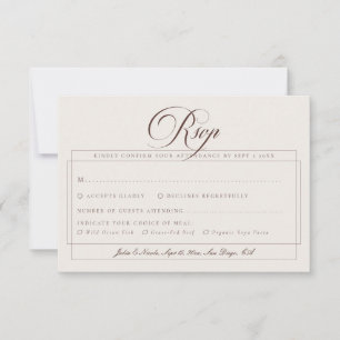 Klassieke Choco Ivoor Calligrafie Huwelijksmaaltij RSVP Kaartje