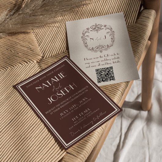 Klassieke Chocolade Bruine Oude Geld QR Code Trouw Kaart