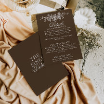 Klassieke Chocoladebruine Bloemige Boho Bruiloft D