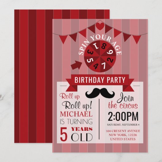 Klassieke Circus Poster Children's Birthday Party Kaart (Voorkant / Achterkant)