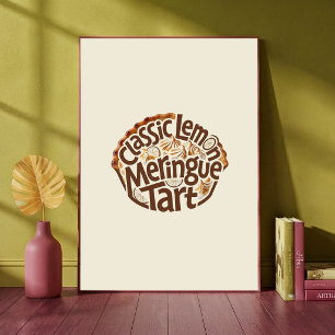 Klassieke citroen meringue taart Voedsel typografi Poster