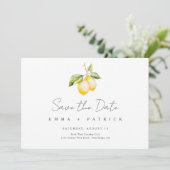 Klassieke Citrus Lemon Summer Wedding Save the Dat Date (Staand voorkant)