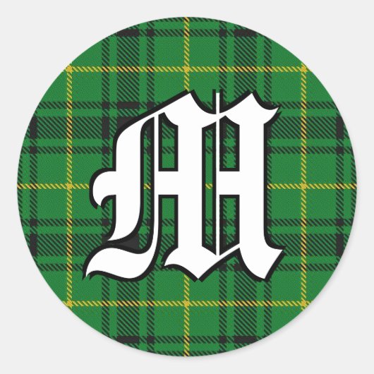 Klassieke Clan MacArthur Tartan Monogram Ronde Sticker (Voorkant)