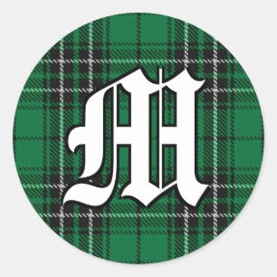 Klassieke Clan MacLean Jacht Tartan Monogram Ronde Sticker