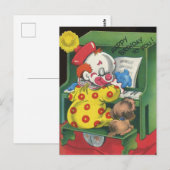 Klassieke clown & hond zingen Gelukkig Verjaardag Briefkaart (Voorkant / Achterkant)