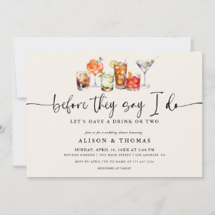 Klassieke Cocktail bruiloft douche   Verlovingsgro Kaart