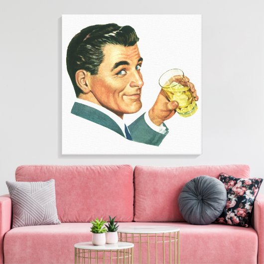 Klassieke Cocktails Dranken, Man Drinkt Dranken Canvas Afdruk (Insitu (Woonkamer))