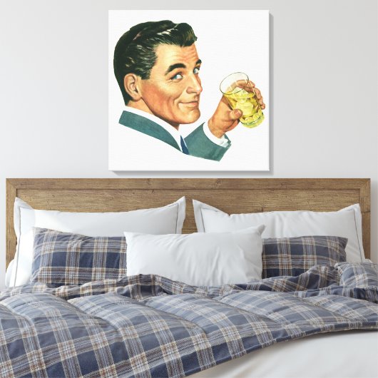 Klassieke Cocktails Dranken, Man Drinkt Dranken Canvas Afdruk (Insitu (Slaapkamer))