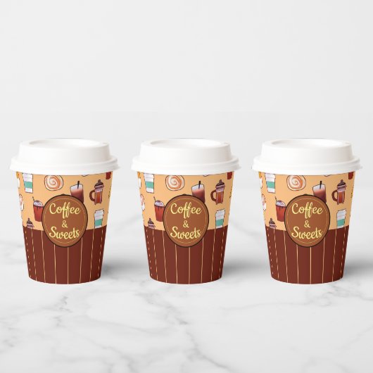 Klassieke coffeeshop en gebak papieren bekers (Multi)