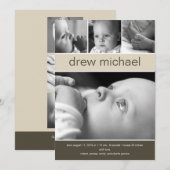 Klassieke collage Baby Foto geboorteaankondiging Aankondiging (Voorkant / Achterkant)