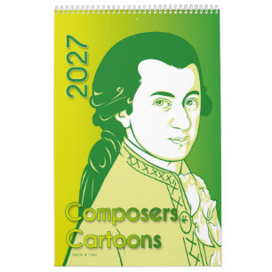 Klassieke Componisten Portretten, Cartoonstijl, 20 Kalender