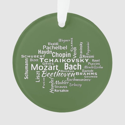 klassieke componisten Word Cloud Ornament (voorkant)