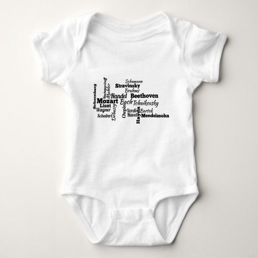 klassieke componisten Word Cloud Romper (Voorkant)