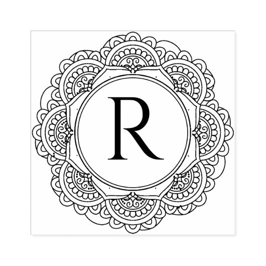 KLASSIEKE COOLE  MANDALA CUSTOM SCRIPT MONOGRAM 	RUBBERSTEMPEL (Afrduk)