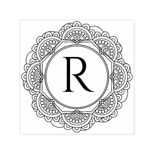 KLASSIEKE COOLE  MANDALA CUSTOM SCRIPT MONOGRAM  ZELFINKTENDE STEMPEL (Design)