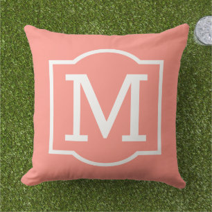 Klassieke Coral Custom Monogram Letter Buitenkussen