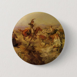 Klassieke Cowboys, Neergehaald door CM Russell Ronde Button 5,7 Cm