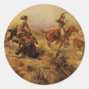 Klassieke Cowboys, Neergehaald door CM Russell Ronde Sticker
