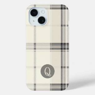 Klassieke Crème en Grijs Geruit Monogram Hoesje vo