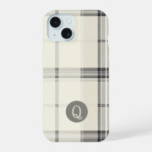 Klassieke Crème en Grijs Geruit Monogram Hoesje vo