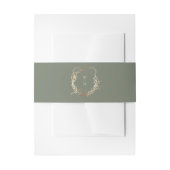 Klassieke Crème & Sage Monogram Gouden Crest Bruil Uitnodigingen Wikkel (Voorkant Voorbeeld)