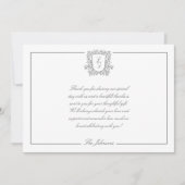 Klassieke Crest Monogram zwart White Hartelijk dan Bedankkaart (Voorkant)
