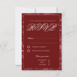Klassieke Crimson Red Blush Tone Textuur Elegant RSVP Kaartje