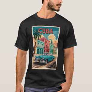 Klassieke Cubaanse auto-illustratie Reis Kunst Vin T-shirt