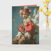 Klassieke Cupid Engel  Kaart (Gele Bloem)