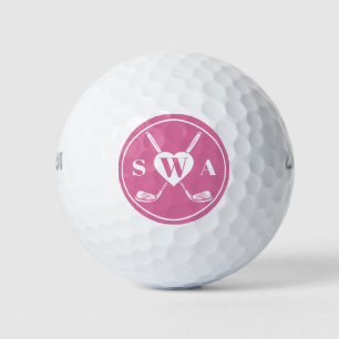 Klassieke Custom Monogram Golf Club Hart   roze Golfballen